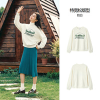 超值购03丨森马卫衣运动风装冬季印花连帽上衣宽松休闲潮 A款女圆领-奶白 XS