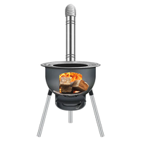 智扣 柴火灶家用农村柴火炉铁锅炖灶台户外移动加厚大锅做饭取暖柴火炉 加厚43cm