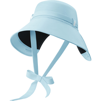 蕉下（beneunder）飘带渔夫帽黑胶防晒帽子女遮阳帽太阳帽防紫外线BM502蓝 清浅蓝 【绒感黑胶】