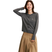 森马（Semir）森马陈都灵针织开衫女美利奴羊毛衫24冬内搭保暖109724106001 花灰灰色调00302 2XL