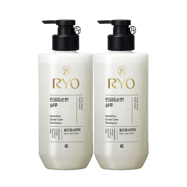 吕 Ryo 新款白吕洗发水480ml*2敏感头皮适用温和舒缓洗发膏韩国进口