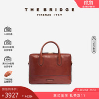 THE BRIDGE 新品 IOLANDA系列女士复古通勤单肩手提公文包 棕色 大号