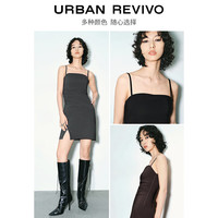 UR春季女装辣妹风褶皱修身显瘦吊带S型连衣裙UWV740030 正黑 XS