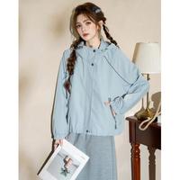 Et Boite/法文箱子 撞色连帽休闲外套女2025年秋季宽松百搭小个子开衫上衣