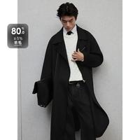 GXG 冬季GXG时尚百搭休闲斜拉链门襟通勤保暖羊毛长款大衣外套男