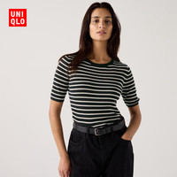 UNIQLO 优衣库 女装精纺美利奴羊毛罗纹圆领针织衫 472272