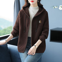 移动端、京东百亿补贴：歌米拉 女士连帽短外套 春秋新款休闲风洋气开衫大衣