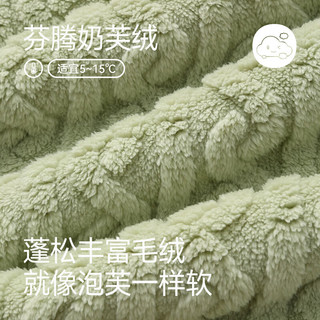 芬腾珊瑚绒睡衣女秋冬加厚保暖加绒休闲大码宽松可爱套头家居服套装 草绿 L 建议110-125斤