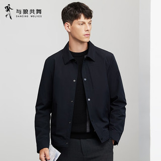 与狼共舞 细纹面料防风工装翻领夹克 001黑色 L 175/92A