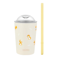 膳魔师(THERMOS)儿童保温杯大容量水杯316l不锈钢杯吸管杯运动水壶喝水杯子 软萌柯基随行杯 360ml (含PP吸管)