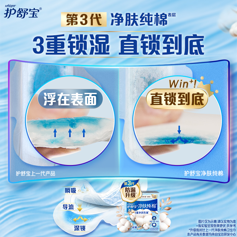  whisper/护舒宝 纯棉 卫生巾  日用240mm|无香经典 45片 240mm、284mm