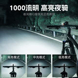 西骑者（WestBiking）吊装自行车灯高亮1000流明铝合金前灯夜骑强光手电筒typec充电