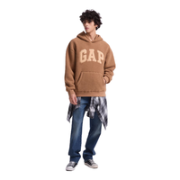 盖璞男女装秋冬款字母logo仿羊羔绒运动加厚连帽卫衣609050 卡其色 L (175/96A)亚洲尺码