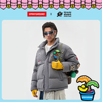 SPRAYGROUND 鲨鱼嘴摇钱树羽绒服时尚保暖冬季印花立领男女同款白鸭绒外套 灰色 2XL