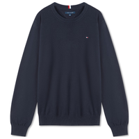 Tommy Hilfiger【柔软亲肤】秋冬男女纯棉休闲通勤纯色圆领打底针织衫毛衣 【纯色绣标毛衣】-午夜蓝FAP 2XL （：180-200斤）