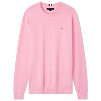 Tommy Hilfiger【柔软亲肤】秋冬男女纯棉休闲通勤纯色圆领打底针织衫毛衣 【简约合身毛衣】-粉色IYI XS （：120斤以下）