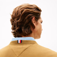 Tommy Hilfiger【柔软亲肤】秋冬男女纯棉休闲通勤纯色圆领打底针织衫毛衣 【简约合身毛衣】-橄榄绿HJW XL （：165-180斤）