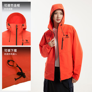 CAMEL骆驼户外软壳衣男女同款2025秋冬防风防水加绒保暖登山服夹克外套 落霞红,男女同款，A35CA6K278 XL