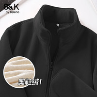 班尼路S&K系列加绒外套女装双面奥粒绒秋冬内里长绒保暖上衣可内搭1 【双层绒】黑#纯色 S