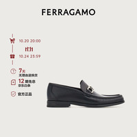 Salvatore Ferragamo 菲拉格慕 Ferragamo）男士黑色Gancini扣饰莫卡辛鞋 0769880_3E _ 90