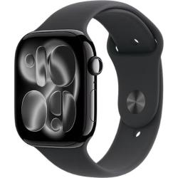 Apple Watch Series 11 智能手表 GPS+蜂窝版 46mm 亮黑色铝金属表壳 黑色运动型表带 S/M