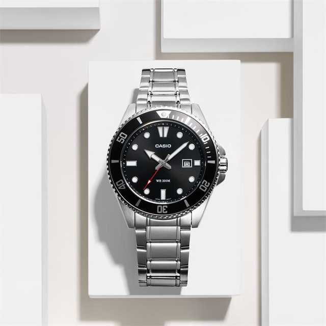PLUS会员：CASIO 卡西欧 剑鱼钢带潜水表运动手表MDV-107D-1A1VDF