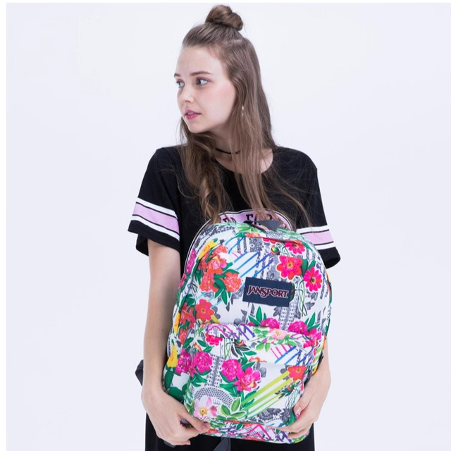 JANSPORT 印花集合女书包男高中双肩背包轻便户外通勤电脑包