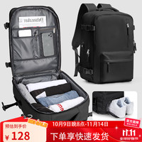 Seafew 背包旅行包男士双肩包女旅游轻便书包大容量行李包短途出差电脑包 曜石黑