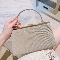 韫舜晚宴手提包女适合宴会手拿包婚礼配晚礼服的包旗袍小包包 晚宴手拿包【浅金色】 小包