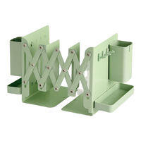 三年二班 书立架桌面可伸缩书立书本收纳置物架带笔筒书夹固定书本立架用桌上折叠立书架高中生教室用 【超厚】抹茶绿7件套