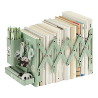 三年二班 书立架桌面可伸缩书立书本收纳置物架带笔筒书夹固定书本立架用桌上折叠立书架高中生教室用 抹茶绿送【可拆卸笔筒+收纳盒+挂钩+贴纸*4】