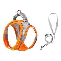 悠梵萌 狗绳猫咪牵引绳胸背带项圈中小型犬遛狗防挣脱橙灰拼色xS码 橙灰拼色XS码