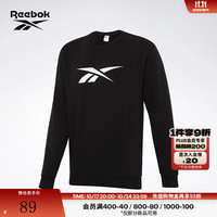 Reebok 锐步 男女黑色基础LOGO款百搭时尚经典圆领套头长袖卫衣 GR8472 黑色 A/S