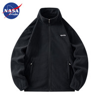 NASAR-FARM男士摇粒绒加厚抓绒衣男冬季羊羔绒外套纯色立领保暖衣服男 BWS1928-5-黑色 2XL（140-160斤）