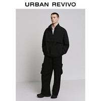 UR2025秋季男装休闲立领拉链超宽松罩衫衬衫UUY250006 正黑 L (XL-XXL)