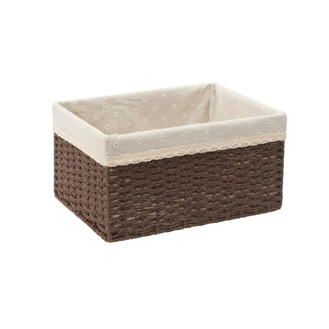 草木匠 米色雏菊 藤编杂物收纳箱 小号：长30*宽20*高15 cm
