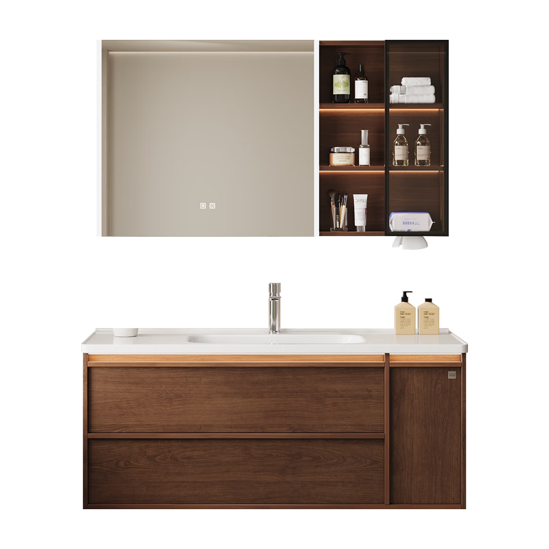 顾家家居浴室柜中古风陶瓷一体盆卫生间洗脸洗手池盆柜组合洗漱台6931