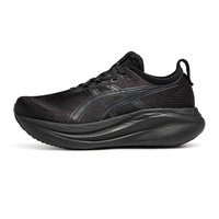 ASICS 亚瑟士 GEL-NIMBUS 27宽楦跑鞋男女黑武士减震回弹运动鞋 黑色/灰色-女 35.5