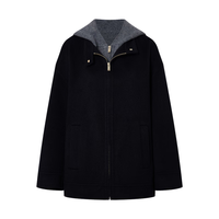MO&Co.【active系列】毛呢外套假两件2025冬挺括双面呢MBE4COT061 蓝黑色 L /170