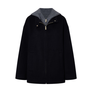 MO&Co.【active系列】毛呢外套假两件2025冬挺括双面呢MBE4COT061 蓝黑色 L /170