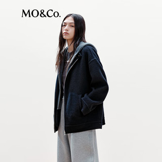 MO&Co.【active系列】毛呢外套假两件2025冬挺括双面呢MBE4COT061 蓝黑色 L /170