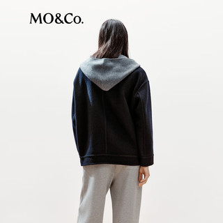 MO&Co.【active系列】毛呢外套假两件2025冬挺括双面呢MBE4COT061 蓝黑色 L /170