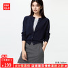 UNIQLO 优衣库 女装精纺美利奴羊毛圆领针织开衫/长袖通勤秋冬478331 69 藏青色 M /160/84A