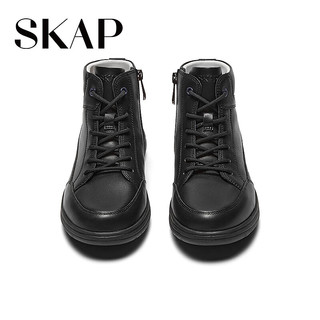 圣伽步（SKAP）短靴女士高帮户外平底百搭休闲靴 黑色 38