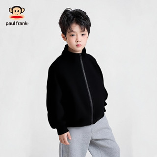 大嘴猴（paul frank）童装儿童外套2025秋冬款中大童舒适休闲保暖拉链加绒上衣 黑色 140