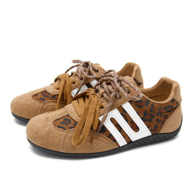 西遇 软底德训鞋 双鞋带豹纹休闲运动鞋 豹纹色