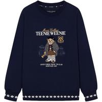 Teenie Weenie小熊女装卫衣2025冬季格纹图案拼接时髦圆领上衣 深蓝色 XS