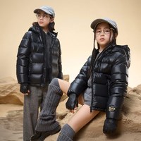 高梵 黑金 儿童短款连帽鹅绒服