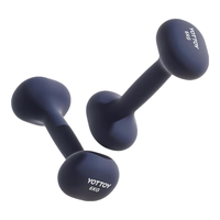 yottoy浸塑哑铃杠铃男女士家用器材2kg一对5kg小哑铃壶实心铸铁 暗黑蓝-6kg*2