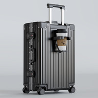 梵地亚铝框行李箱男万向轮拉杆箱女大容量旅行箱密码箱包皮箱子灰